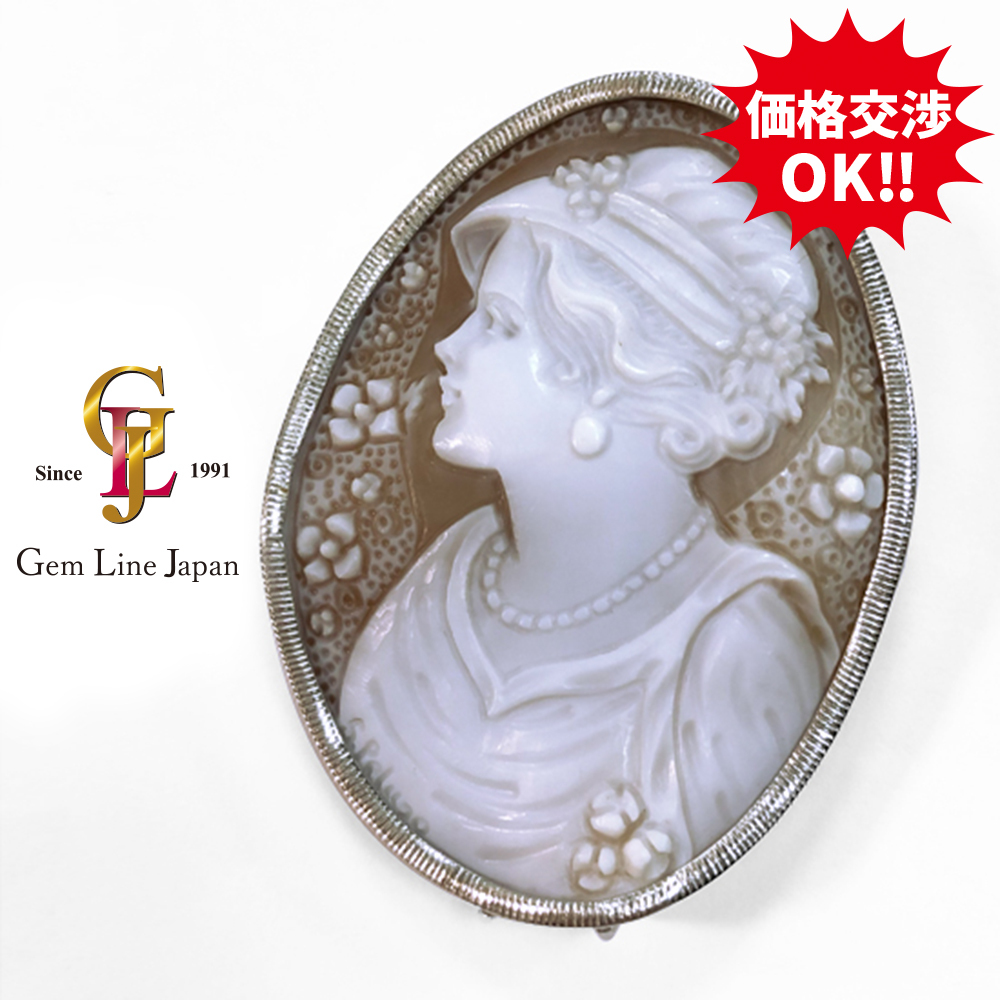 ペルーソ・サルバトーレ作 Pt900 カメオ ブローチ・トップ拍卖