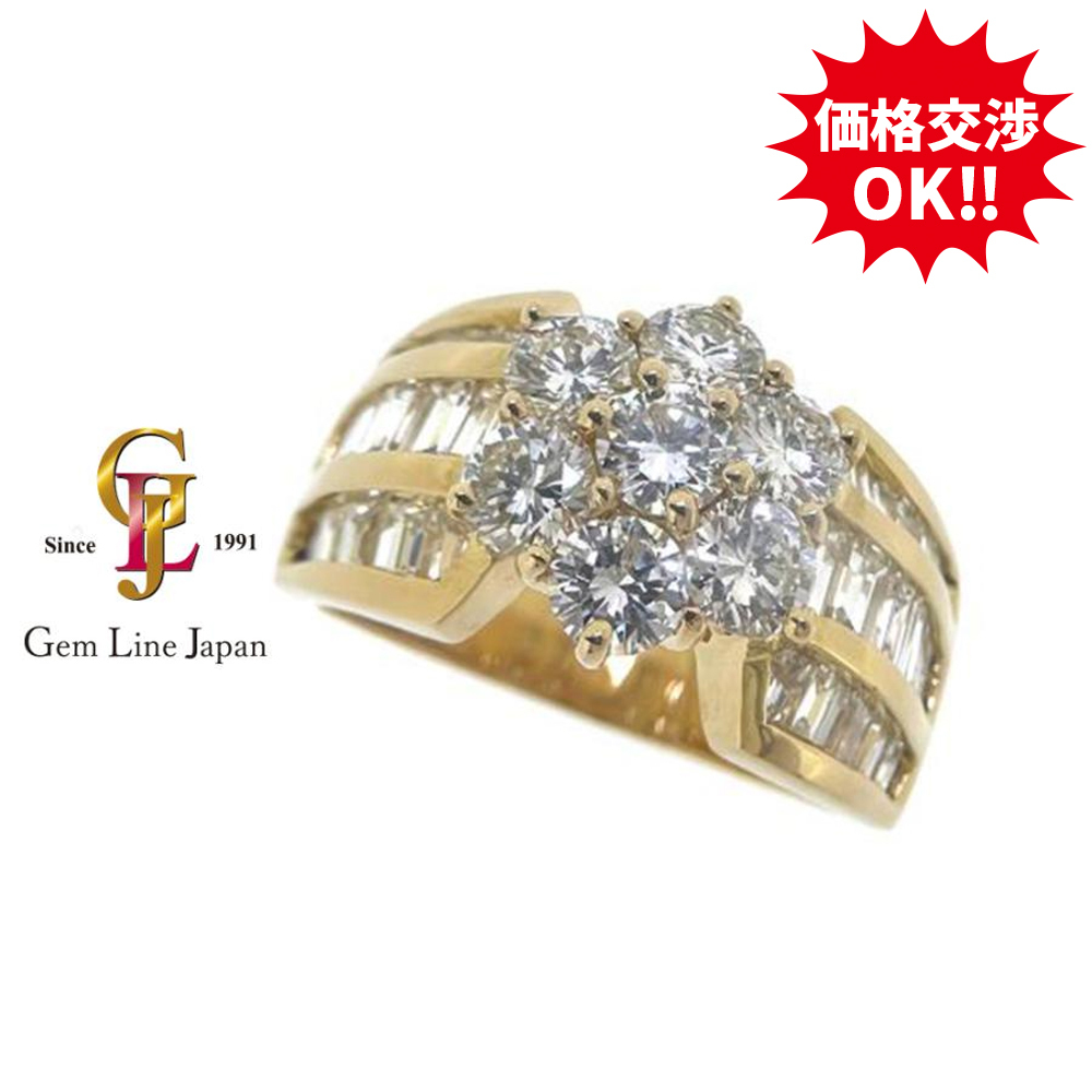 上質 ダイヤモンド 2.56ct K18 フラワーモチーフ リング拍卖