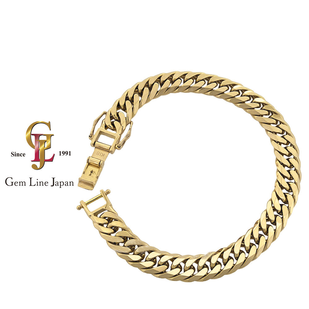 新品 K18 51.35g 6面ダブル 喜平 ブレスレット 21cm拍卖