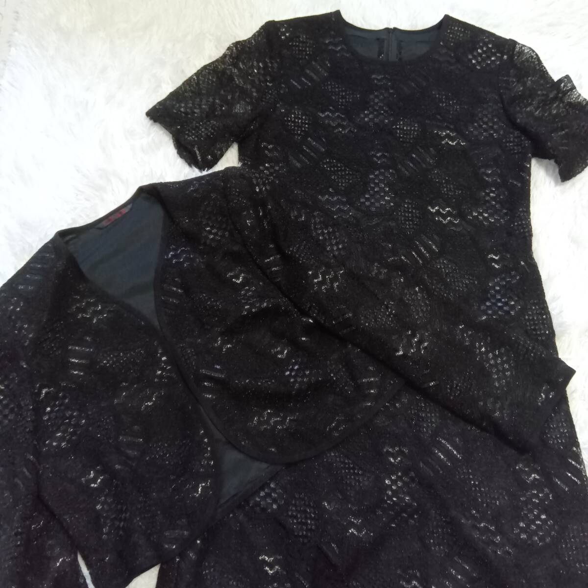 【 美品】 MORIOKA 洋裁店仕立て !セレモニー ドレス 『セットアップ 』ブラック 黒 入学式 卒業式 二次会 お呼ばれ Mサイズ相当拍卖