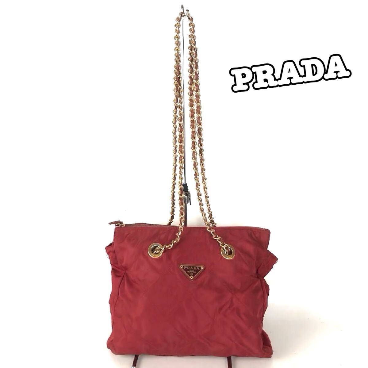 PRADA プラダ ナイロン チェーン ショルダーバッグ レッド レディース ブランド bag 正規品 SALE セール おしゃれ 人気 正規品 送料無料拍卖
