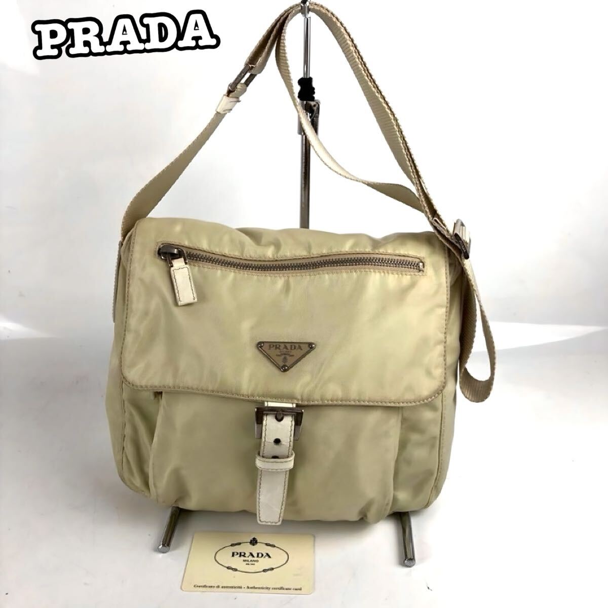 PRADA プラダ ショルダーバッグ アイボリー レディース ブランド bag 斜め掛け 正規品 送料無料拍卖
