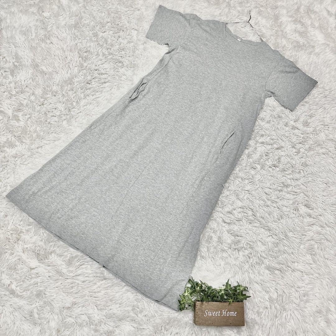 【UNIQLO】ユニクロ ベルテッドTワンピース ベルト無し マキシ丈 (L)拍卖