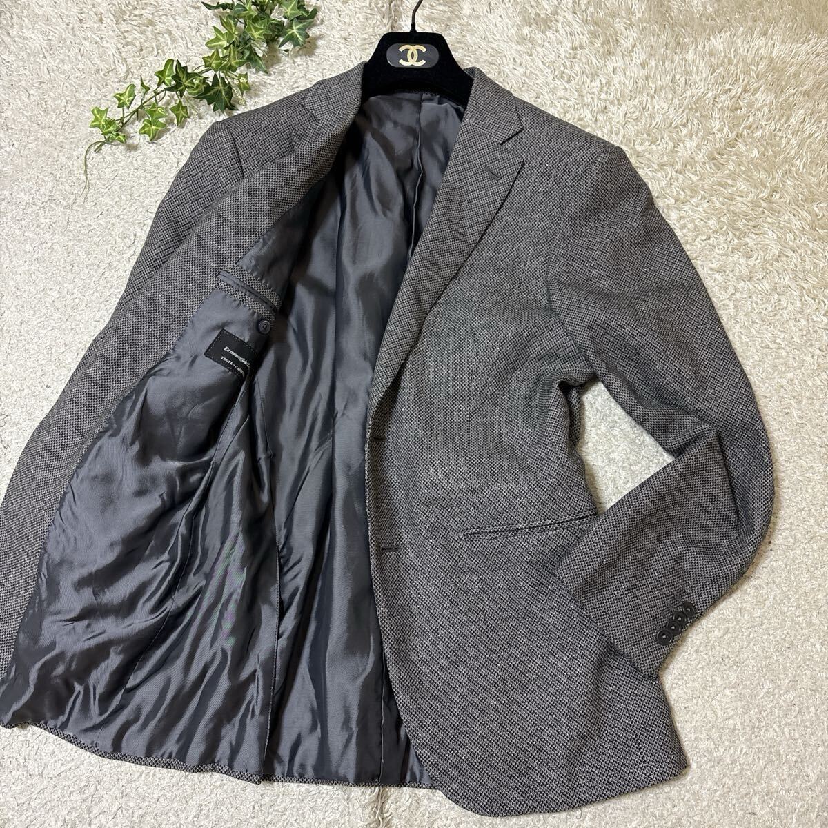 Ermenegildo Zegna エルメネジルドゼニア trofeo cashmere テーラードジャケット ブレザー グレー カシミヤ シルク スイス製 メンズ拍卖