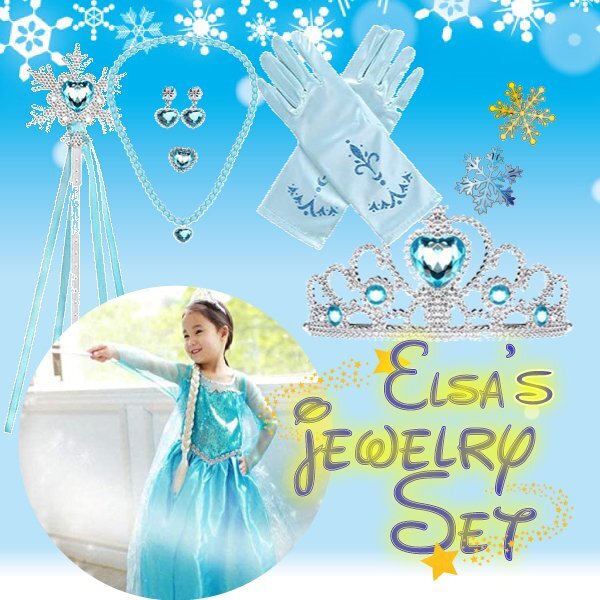 エルサヘアー付き アクセサリー スノージュエリーセット ディズニー子供 キッズ ハロウィン イヤリング 三つ編み コスプレ アナと雪の女王拍卖