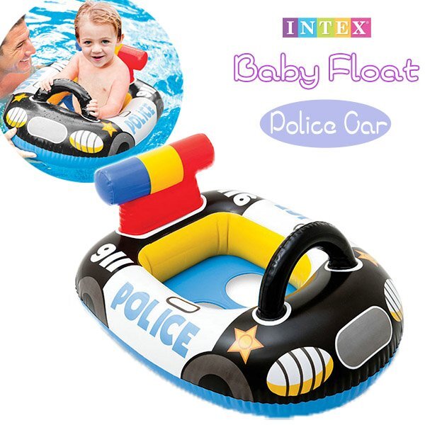 送料無料 ベビー用フロート パトカー ハンドル 乗り物 足入れ付き 足穴付き プール 浮輪 浮き輪 ボート 赤ちゃん拍卖
