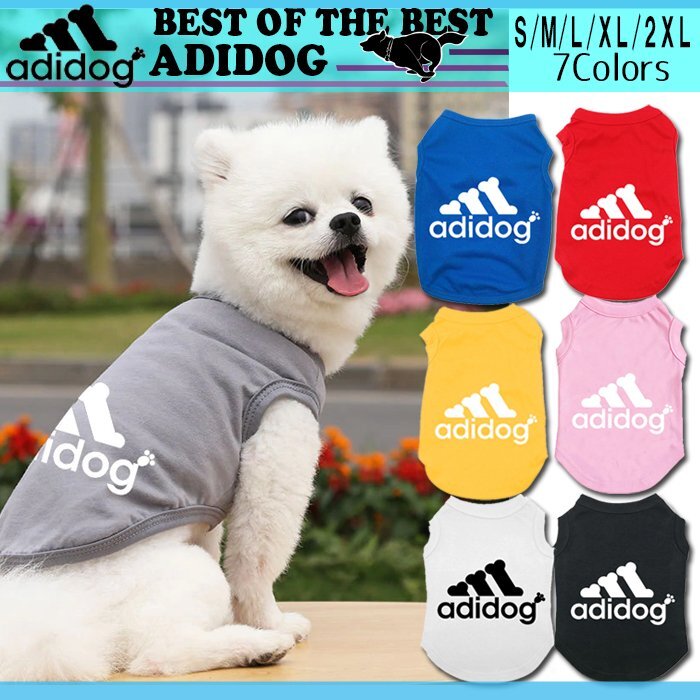 送料無料 アディドッグ Tシャツ 7colors S M L XL 2XL ドッグ犬用ウェア 犬服 ドッグウェア シャツ 超小型犬 小型犬 中型犬 服 adidog 日焼拍卖
