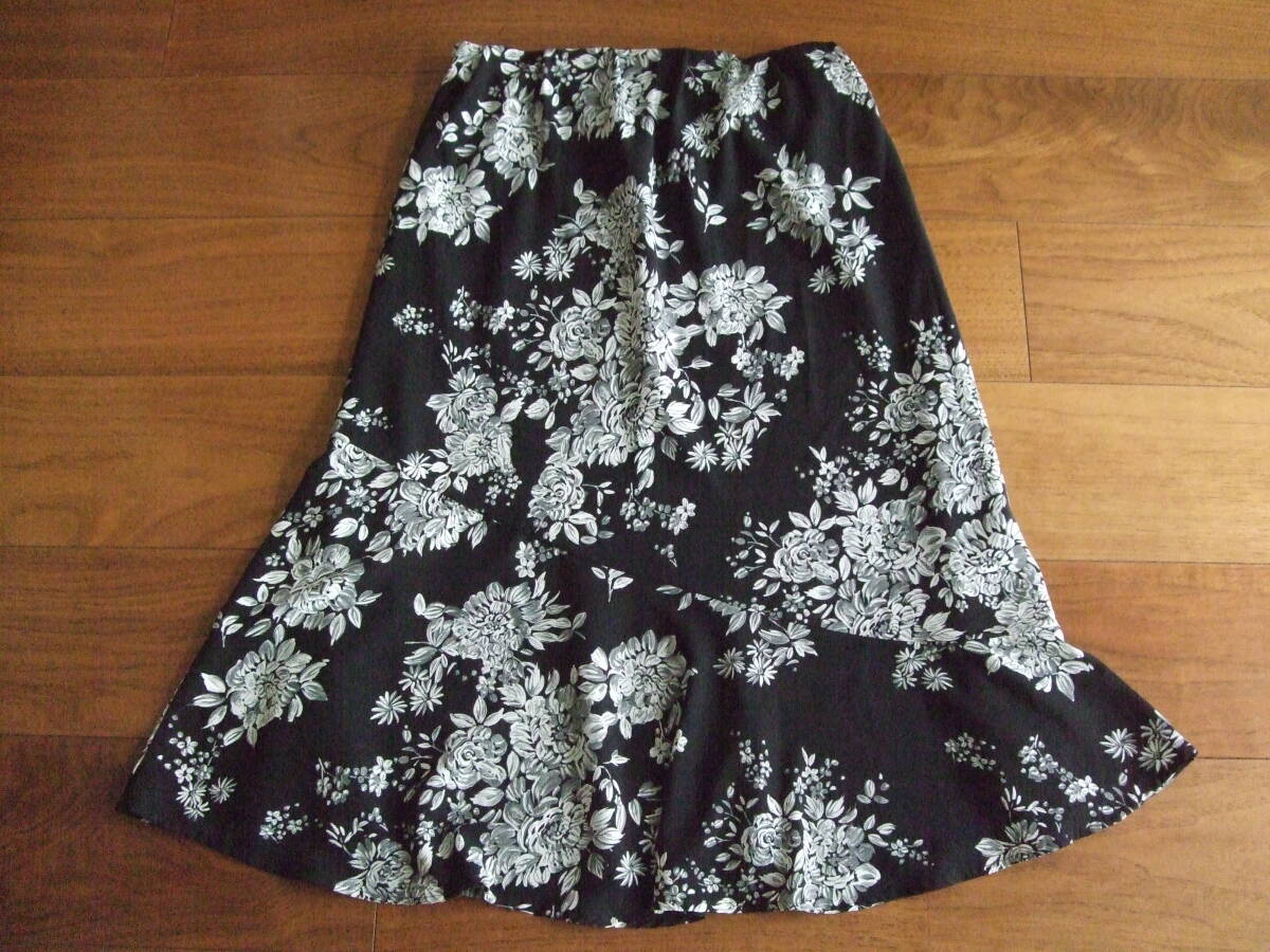 ローラ・アシュレイ 花柄ロングフレアースカート サイズL拍卖