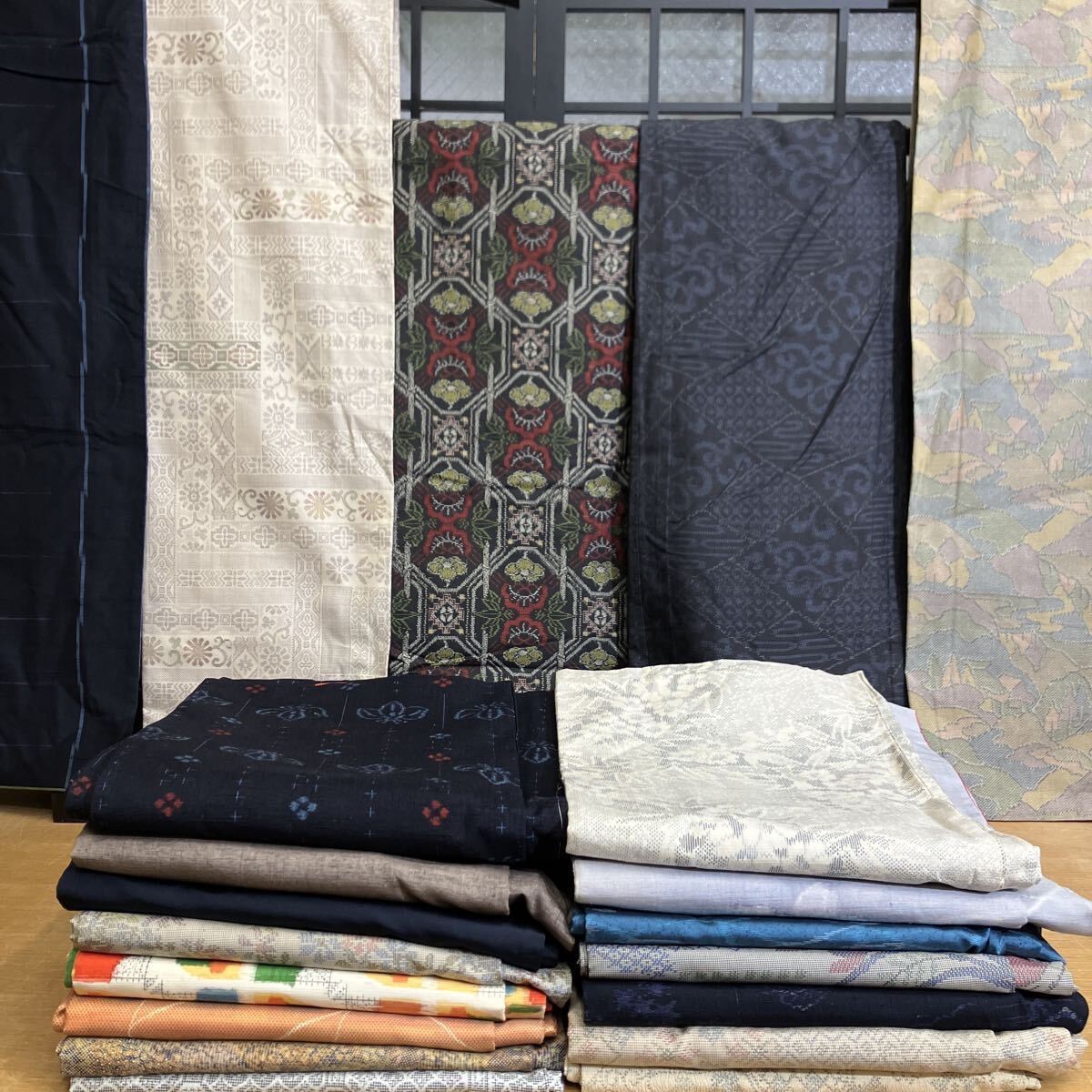 一右衛門No2447 紬 20枚まとめ売り 大島紬 村山大島紬 十日町紬 民芸紬 正絹着物 大量まとめ売り大処分拍卖