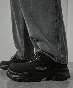 Alfred Alex ボリュームハイソール メタルプレート レースアップシューズ ブラック 黒 アルフレッド アレックス 27~27.5㎝拍卖