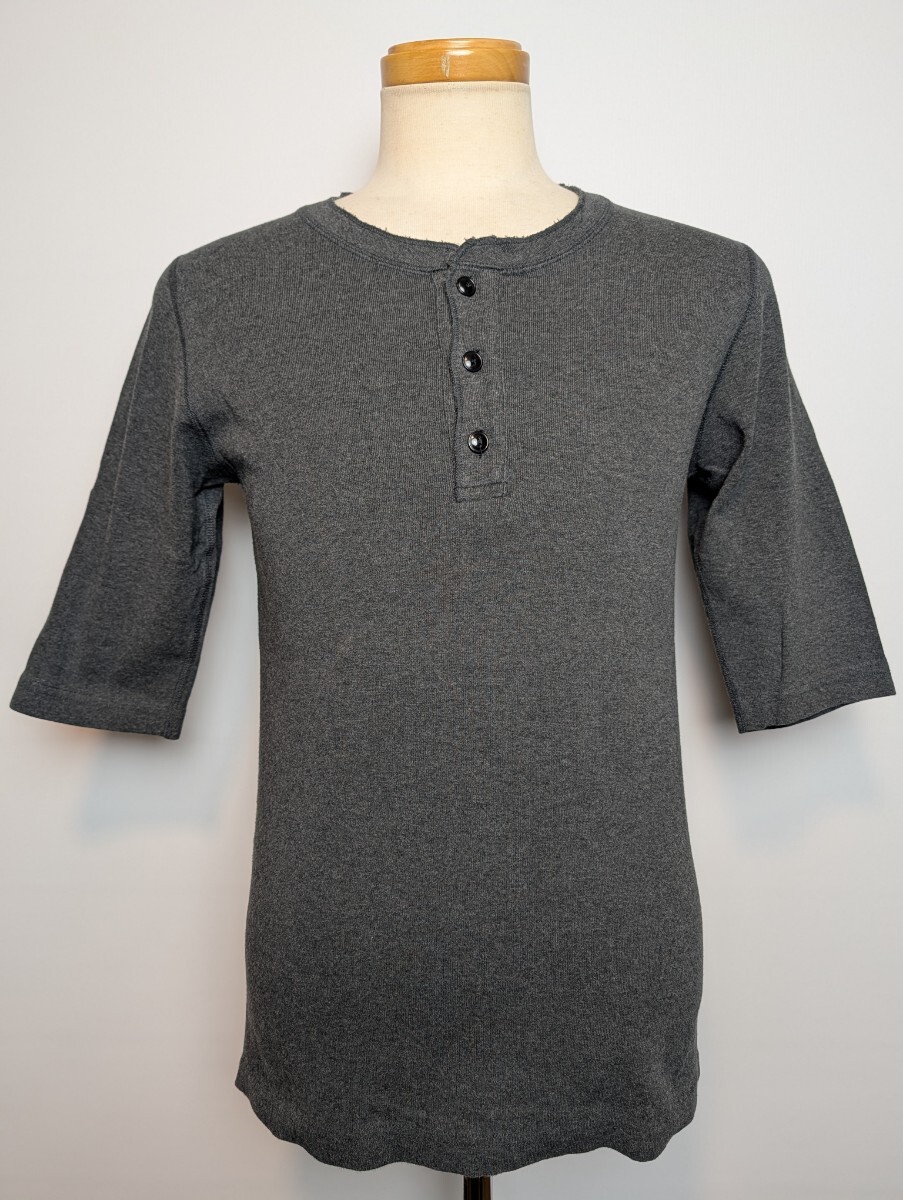 Cheswick チェスウィック 5分袖 ヘンリーネック Tシャツ Lサイズ ダークグレー カナダ製拍卖