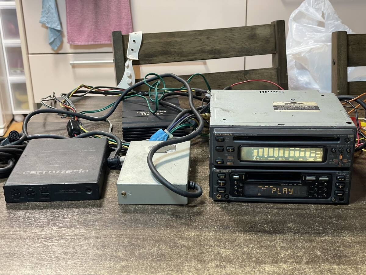 当時物□カロッツェリア製1DIN+1DIN アンプレス CD/カセットデッキ KEX-M838/CDX-505EQ/2chアンプセット拍卖