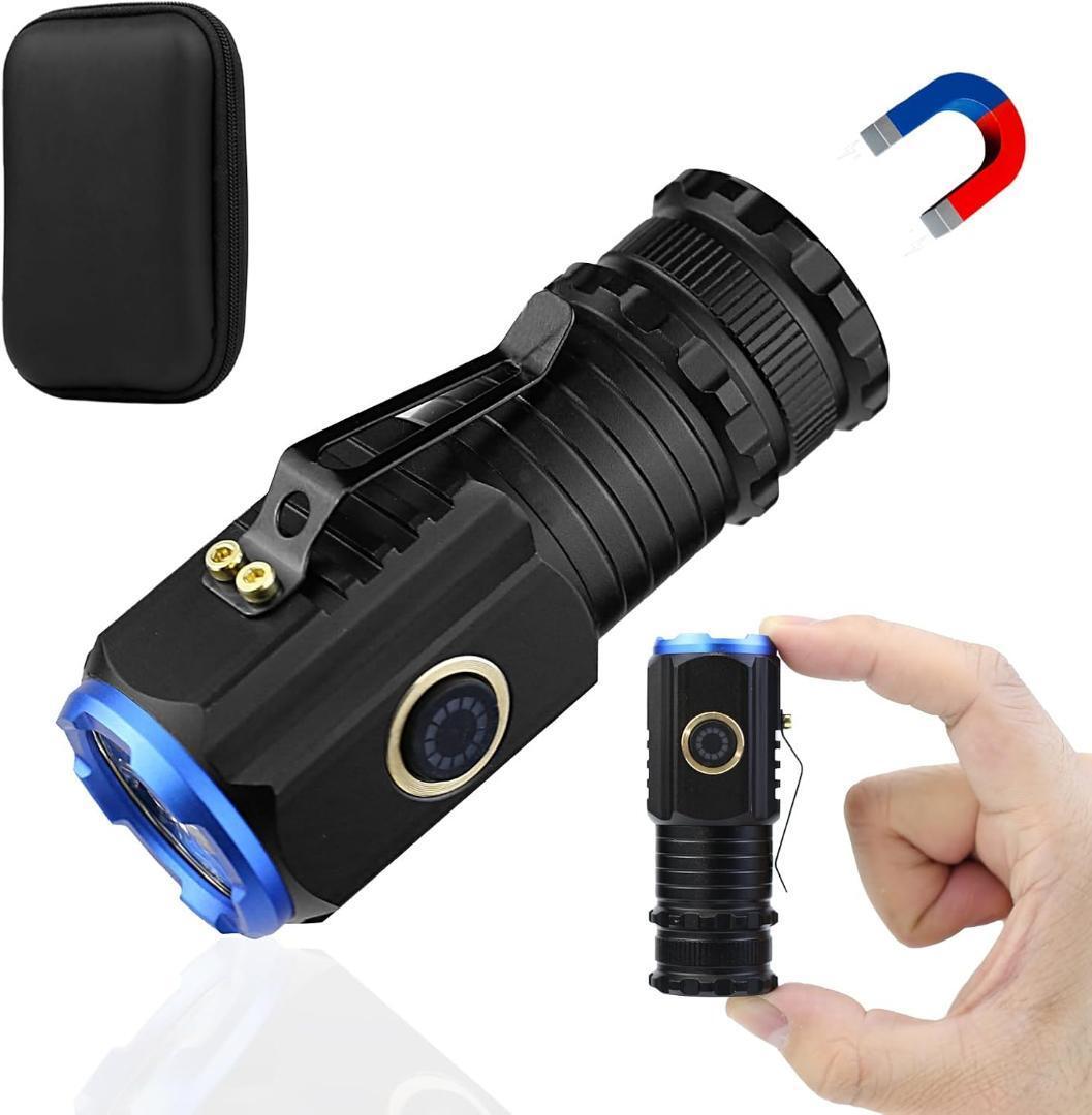 LED 懐中電灯 超小型 軽量 2000lm 高輝度 耐衝撃 ポケットクリップ付き マグネット付き 5つ照明モード TypeC急速充電 登山拍卖