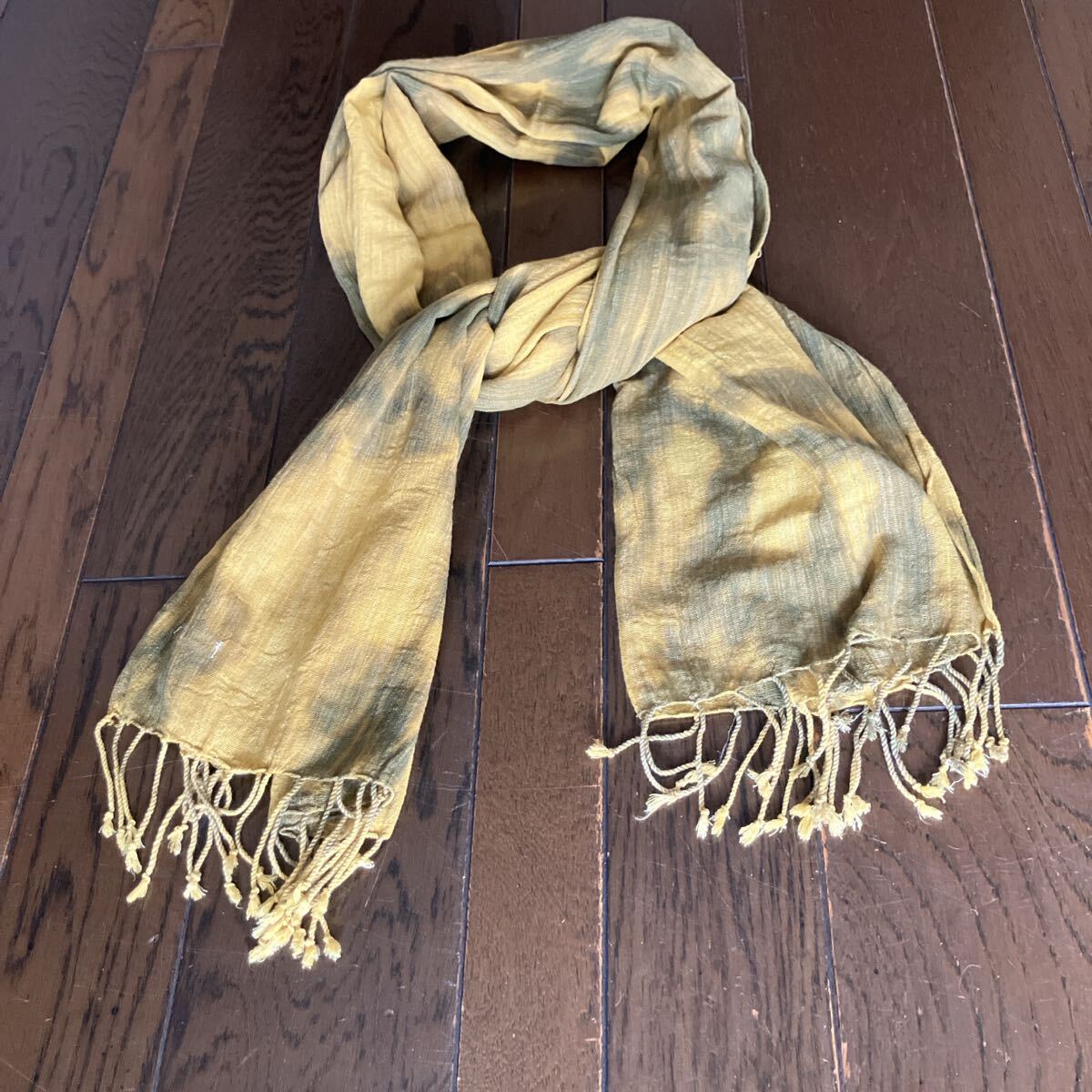 ガイジンメイド、手染め抜染スカーフ イエロー/Freeサイズ拍卖