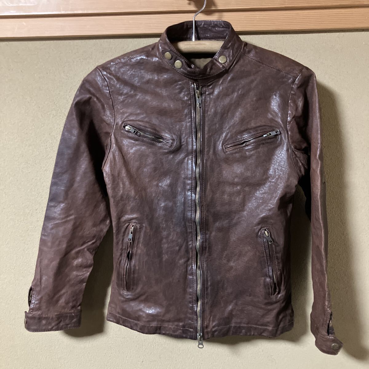 ガイジンメイド、ベジタブルダイPigレザーシングルライザース ブラウン/S拍卖