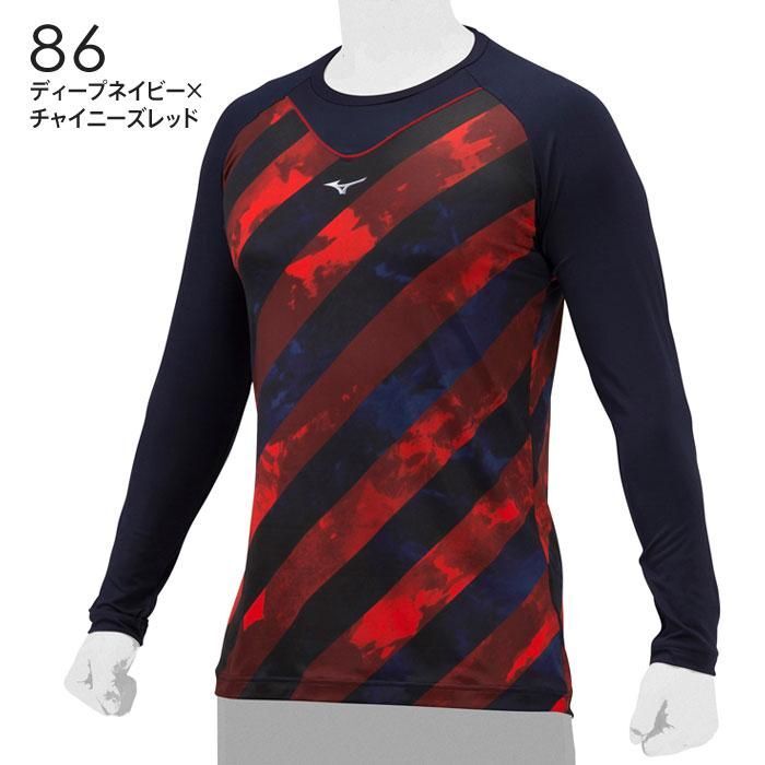 510 50%引 ミズノ ローネック長袖アンダーシャツ M寸 ネイビー×レッド 12JAAP8586 新品拍卖