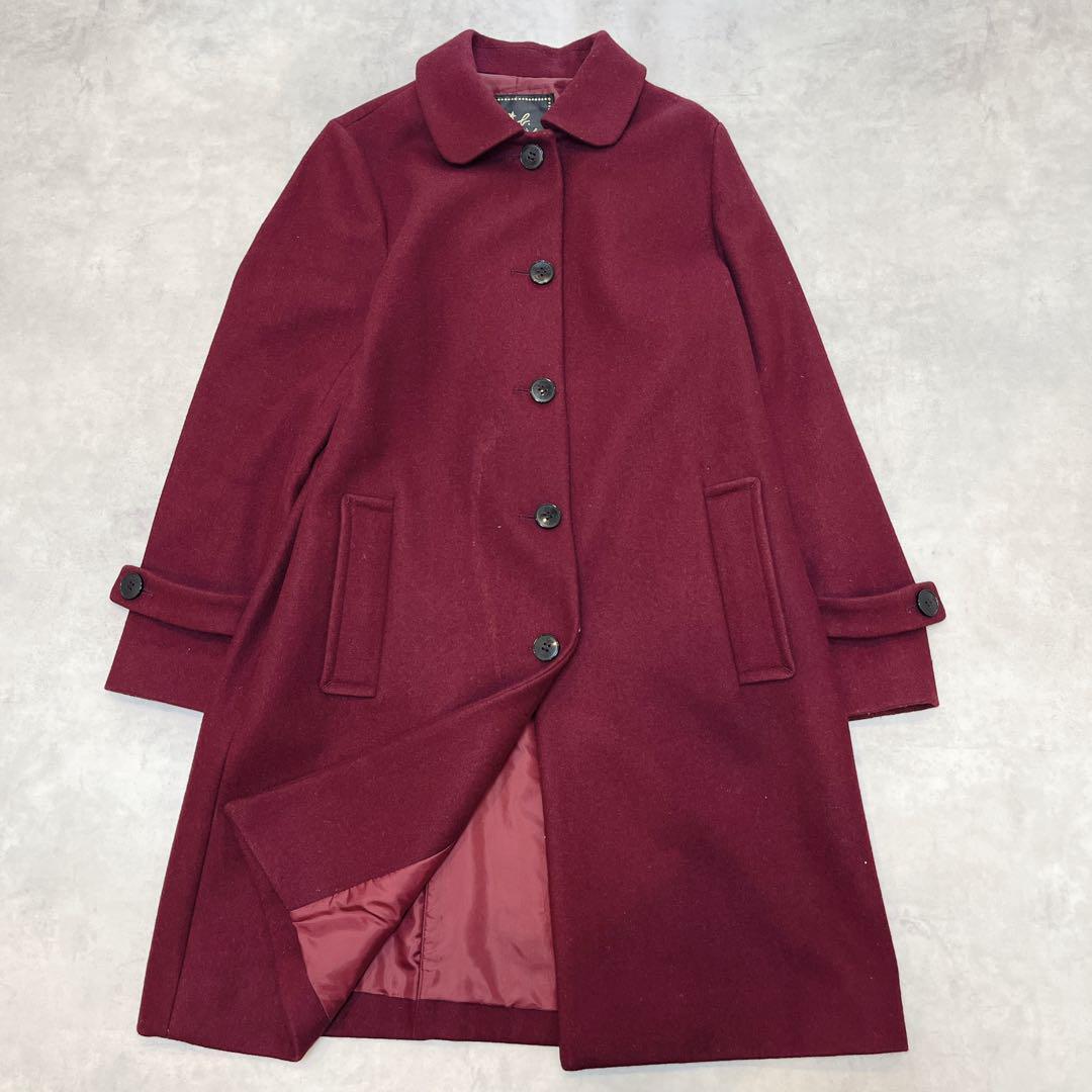トゥービーバイアニエスベー To b. by agns b. チェスター ウールコート◇ワインレッド バーガンディ 38 秋冬 通勤 通学 フォーマル 上品拍卖