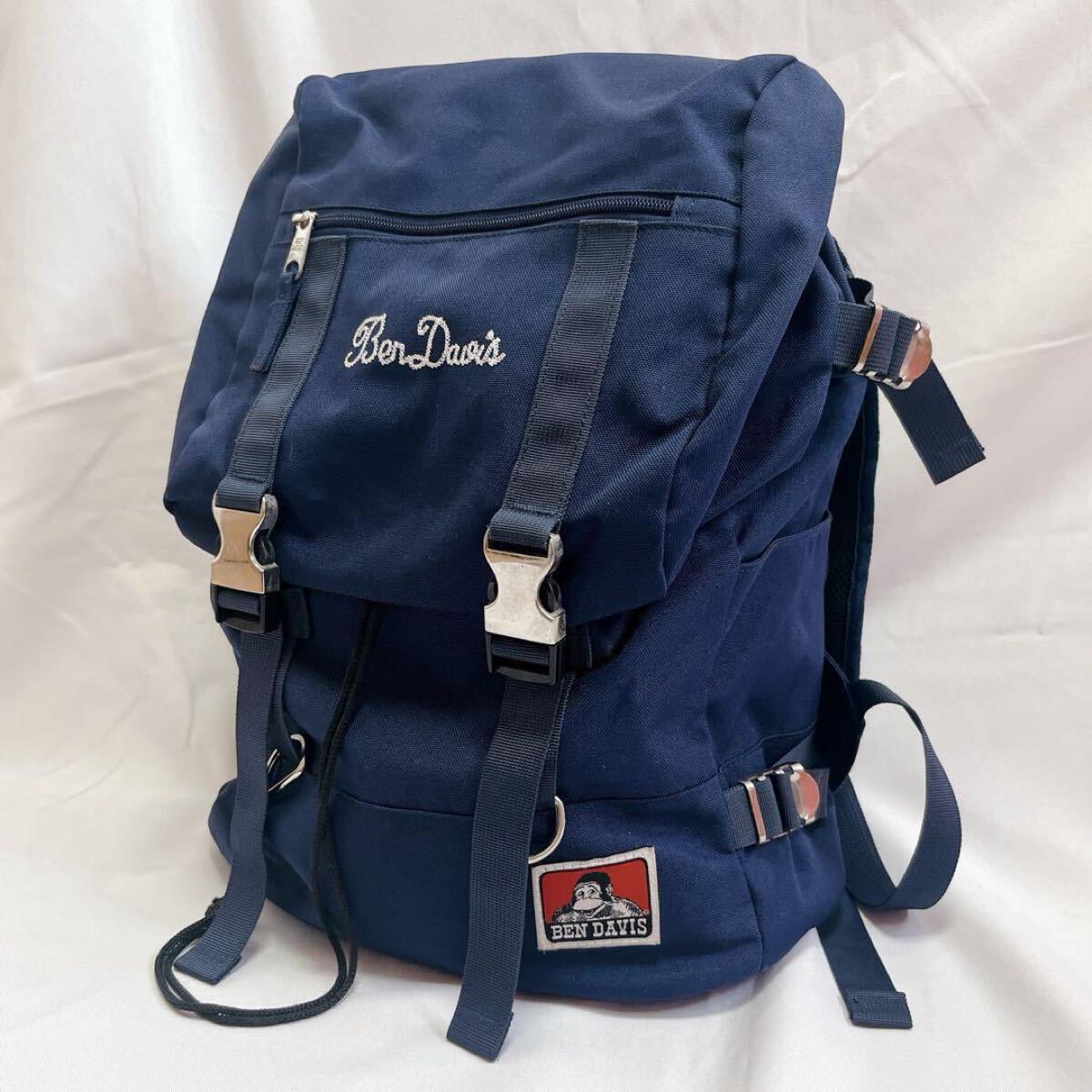 ベンデイビス BEN DAVIS ゴリラ ロゴ ワッペン リュック ックパック◇ネイビー 紺 A4収納可能 大容量 通勤 通学 ユニセックス 男女兼用 拍卖