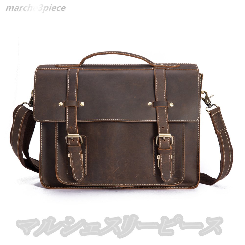 【本革 馬革】メンズ ショルダーバッグ 斜め掛けバッグ レザー メッセンジャーバッグ - iPad対応 通勤 通学 アウトドアに拍卖