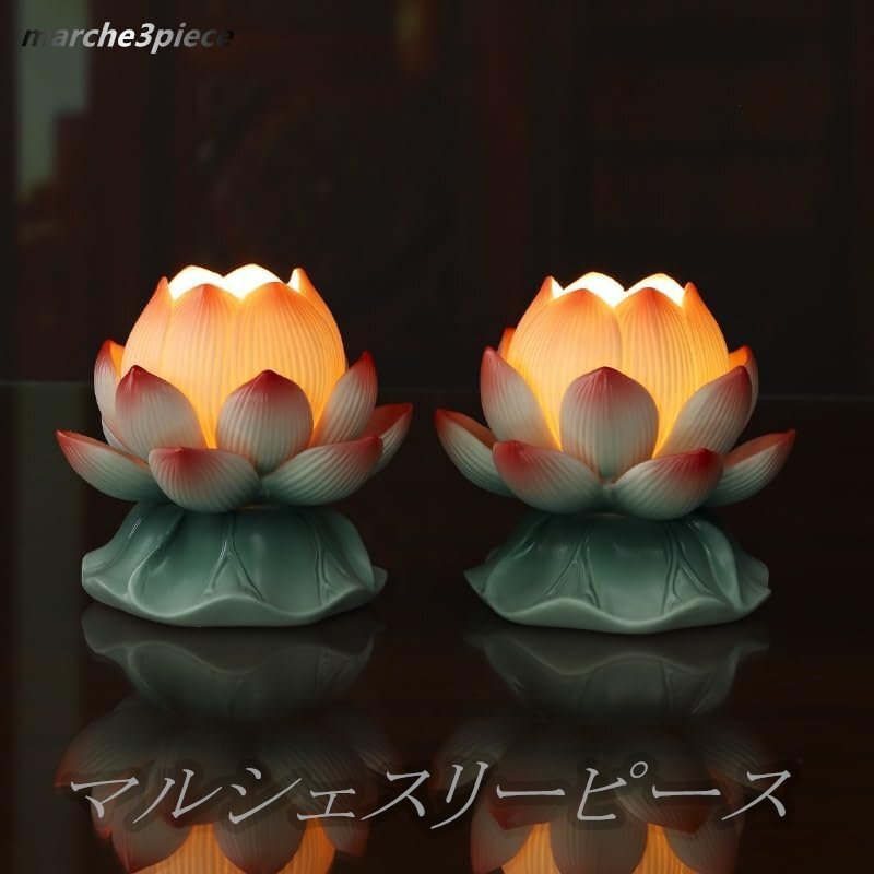 【蓮華灯】お盆提灯盆ちょうちん 仏壇 仏教 LED 常花蓮華 一対拍卖