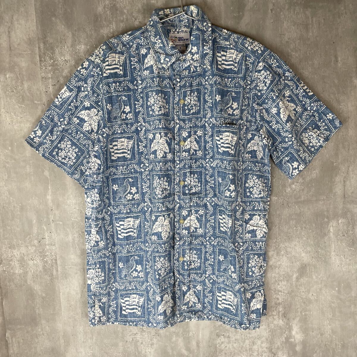 【USA製】Reyn Spooner 90's 希少 アロハシャツ Mサイズ相当 柄シャツ レインスプーナー 総柄 半袖 ハワイ製 アメリカ製拍卖