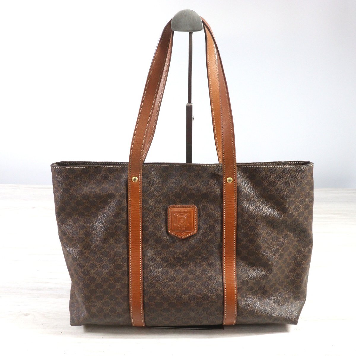 【ト足】セリーヌ トートバッグ マカダム トリオンフ PVCレザー ブラウン CELINE CM784CAA1E拍卖