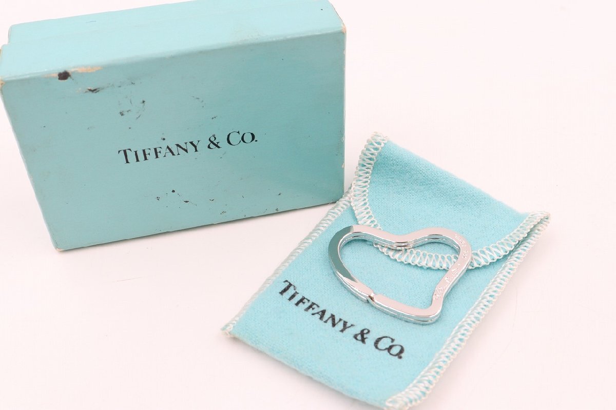【行董】◎TIFFANY&CO ティファニー キーリング エルサペレッティ オープンハート SV スターリングシルバー SV925 箱付き TA348ABY57拍卖
