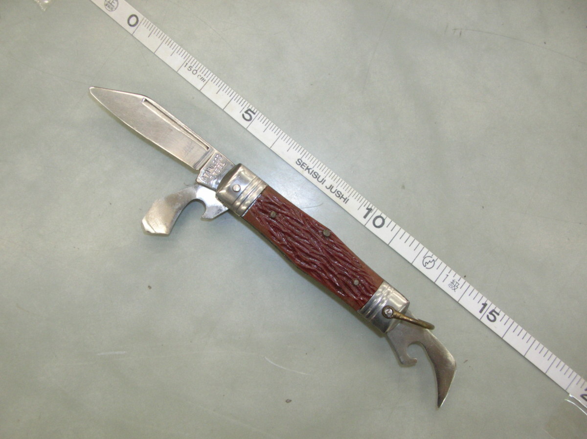 【ポケットナイフ(三徳)】★登山・キャンプ・野外料理・災害時の備えに★ナイフ★栓抜き★缶切り★拍卖