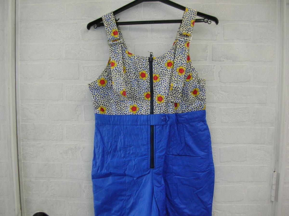 KSM【スキーウエア・パンツ】★レディス11号(適応身長:150cm前後)★花柄ブルー拍卖