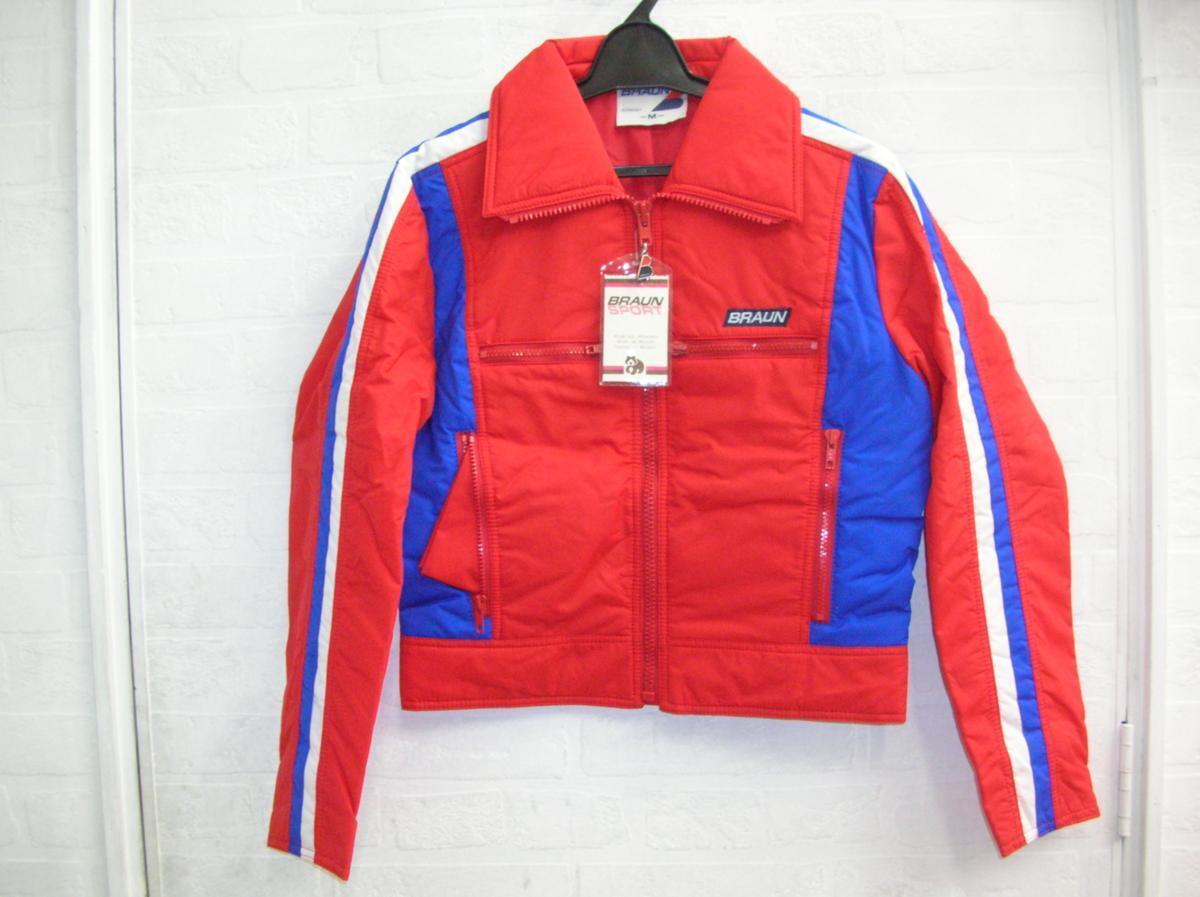 【希少品】ブラウン【綿入りジャケット】レッド×ブルー×ホワイト★Mサイズ★BRAUN★拍卖