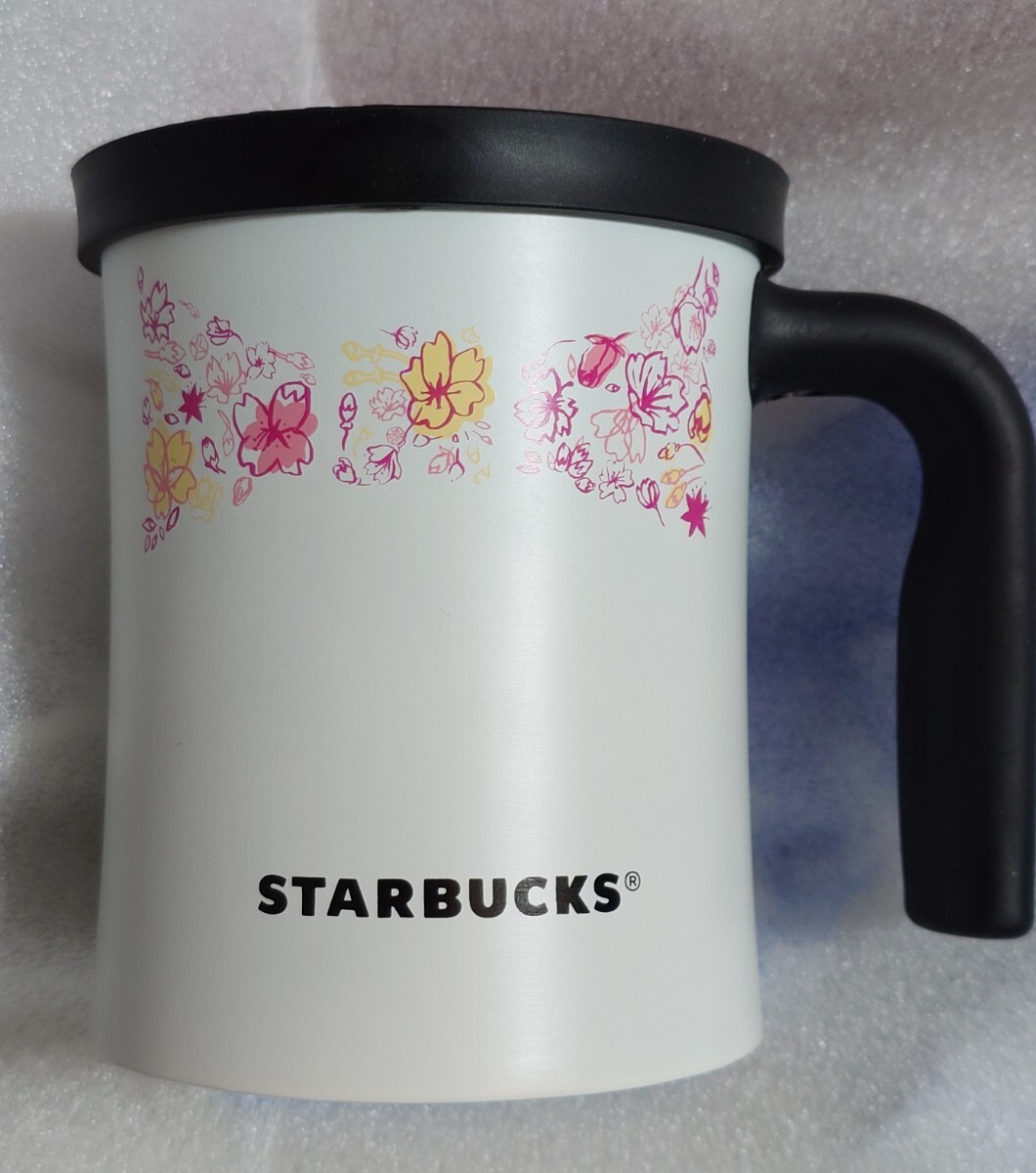 スターバックス さくら2015 ステンレスマグカップ ロゴキャップマグさくら (白黒) 350ml★ スタバ拍卖