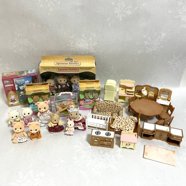 【まとめ】 エポック社 シルバニアファミリー 家具&人形 パズル まとめ セット ジグソーパズル108ピース シカのふたごちゃん シマネコのふ拍卖