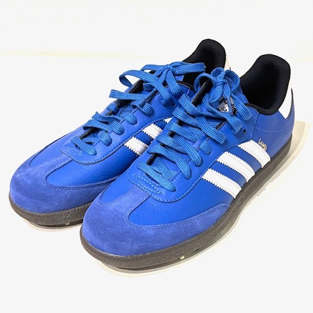 【美品】adidas SAMBA Golf アディダス サンバ ゴルフシューズ 26.0cm ブルー 671519 スタイリッシュ スリーストライプス HMY拍卖
