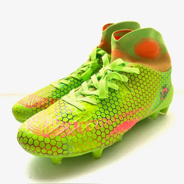 サッカーシューズ 39サイズ グリーン×オレンジ スパイクシューズ フットサルシューズ サッカーシューズ 軽量 HMY拍卖