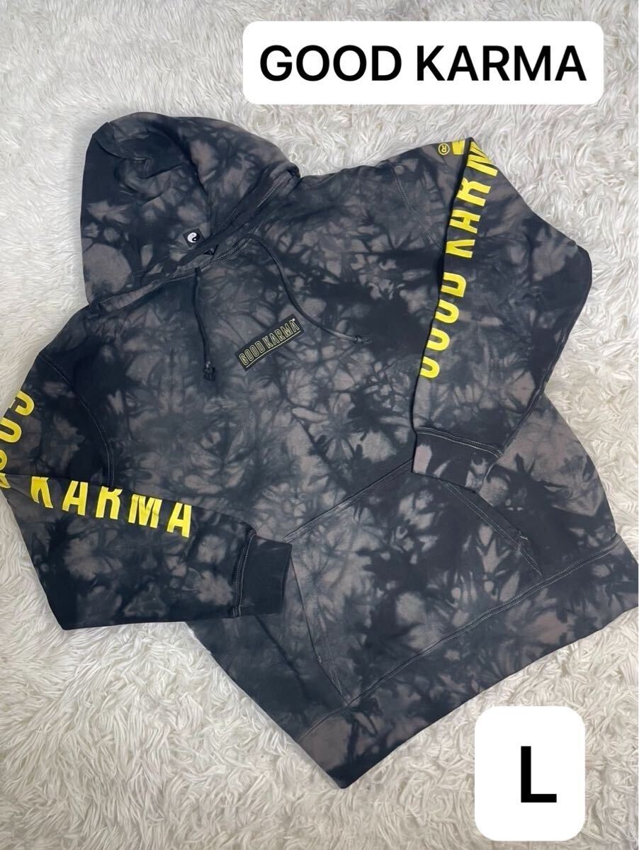 GOOD KARMA グッドカルマ MARBLE HOODIE マーブルフーディー 総柄 長袖パーカー L アウトドア キャンプ#T拍卖