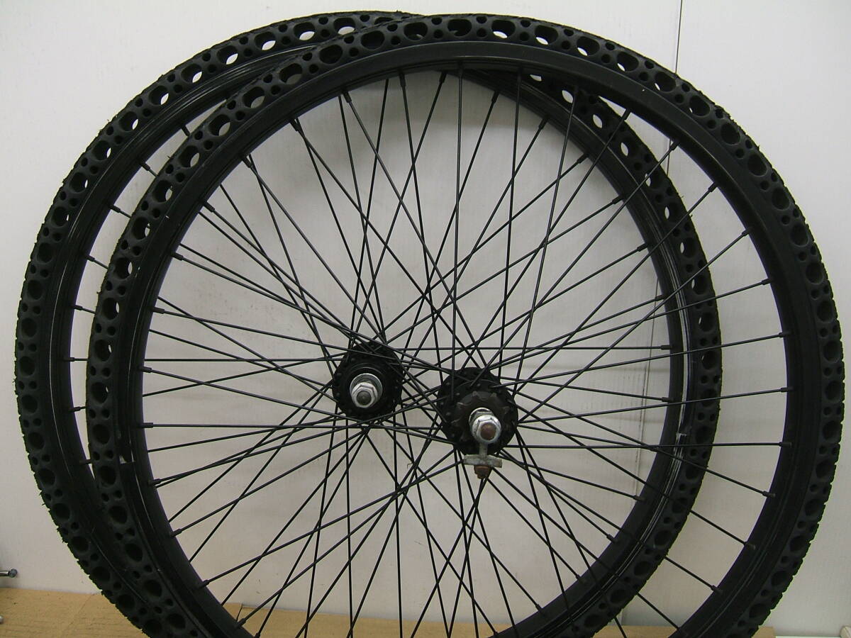 中古 24インチBMX車用前後ホイール ノーパンクタイヤ付拍卖