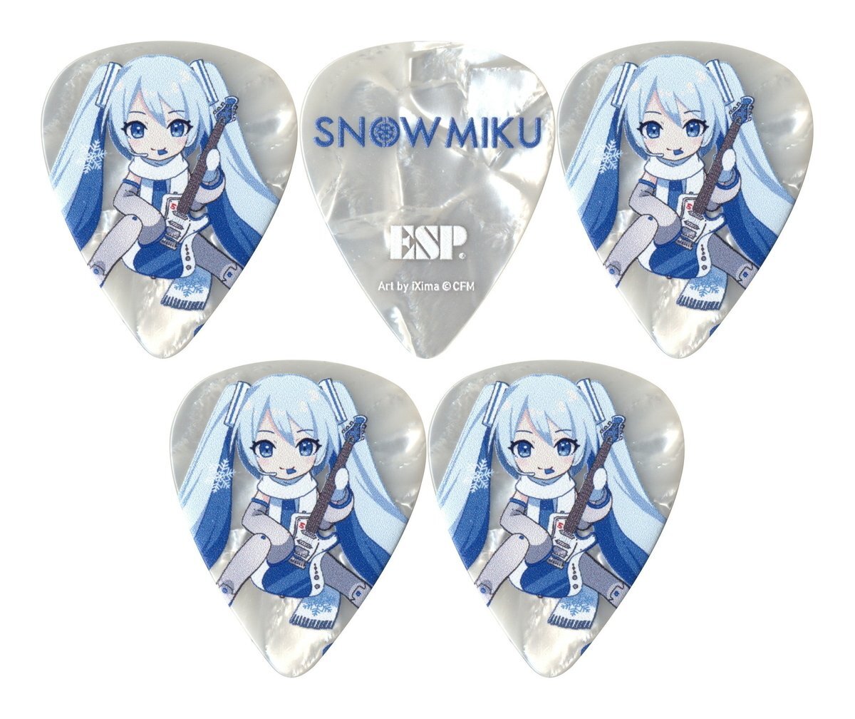 即決◆新品◆送料無料ESP PT-Miku-SNOW/5枚セット ティアドロップ型 SNOW MIKU SD雪ミク 初音ミク ギター ピック/メール便拍卖