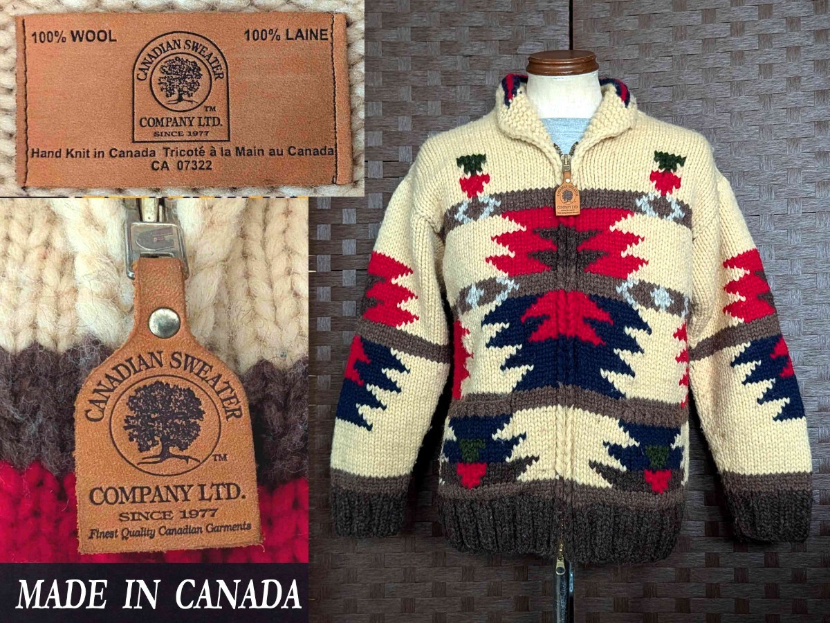 CANADAカナダ製 Canadian Sweater Companyカウチン NAVAJO ナバホ柄 VINTAGE マッコイズRRL オルテガ visvim ウエアハウス model拍卖