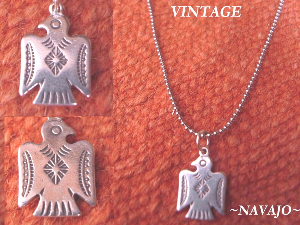 VINTAGE ナバホ NAVAJO サンダーバード silver ネックレス USA ビンテージ Fred Harvey インディアンジュエリー RRL ゴローズ HOPI モデル拍卖
