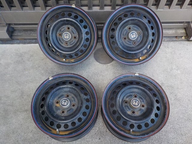 ホンダ モビリオ 純正 スチールホイール 鉄ホイール ホイール 14インチ 5.5J +45 PCD 100 4穴 4本 セット【C-009】拍卖