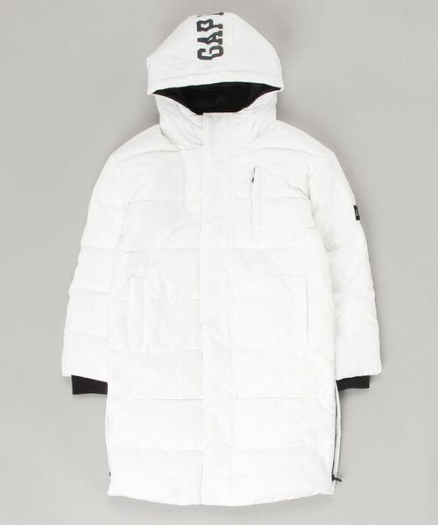 新品 GAP KIDS ロング ダウン コート 白 フード ロゴ ワッペン XL拍卖