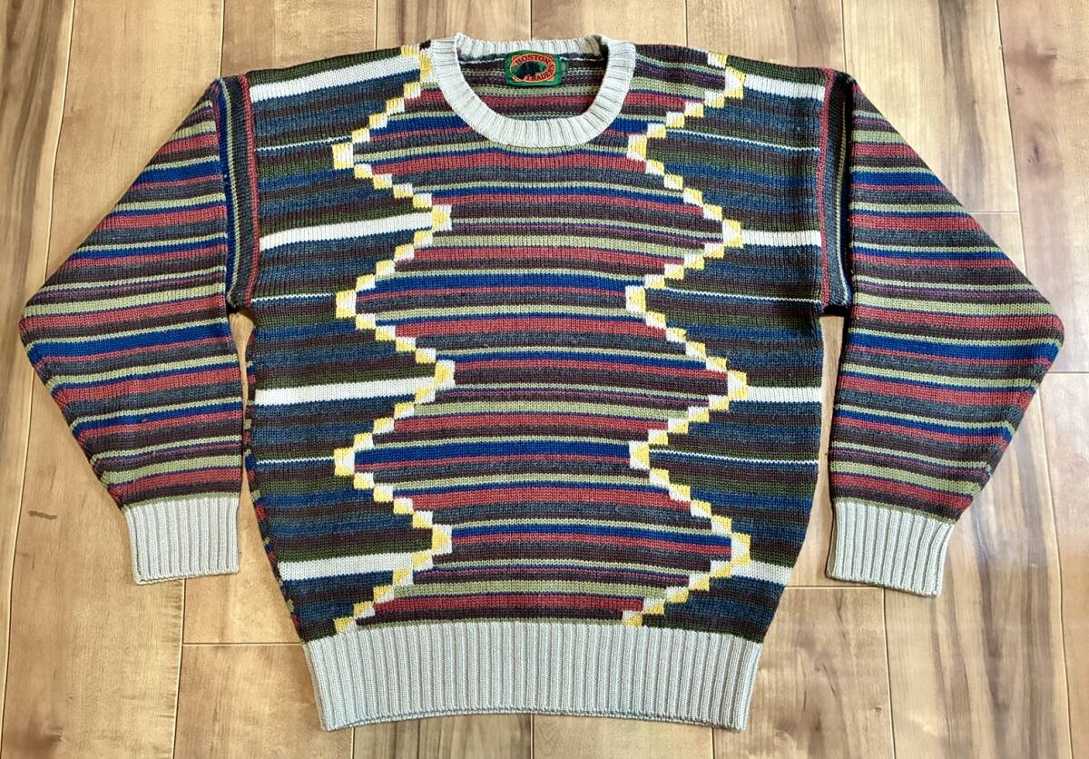 ヴィンテージ BostonTraiders マルチカラー ボーダー系 ニットセーター 拍卖