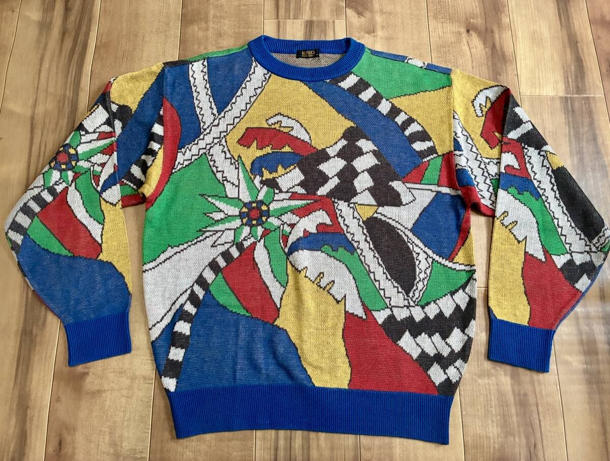 レトロ ヴィンテージ KOSUGI 幾何学アート柄 ニット セーター拍卖