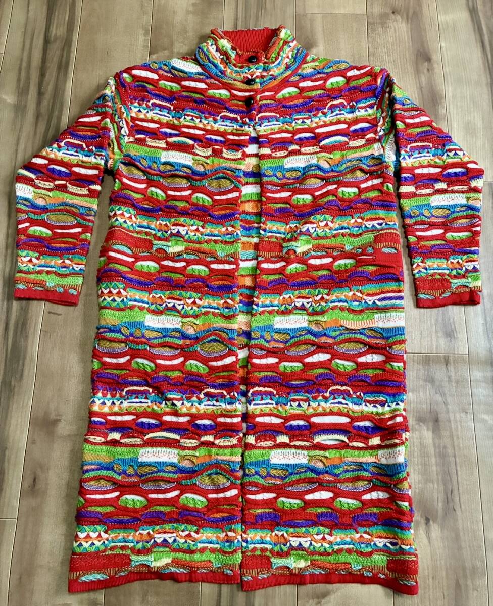 マルチカラー 3Dニット ロングカーディガン コート COOGI好きにも拍卖