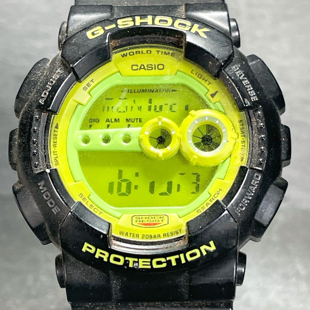 CASIO カシオ G-SHOCK ジーショック GD-100SC-1 腕時計 デジタル クオーツ 多機能 カレンダー グリーン文字盤 ラバーバンド ブラック拍卖