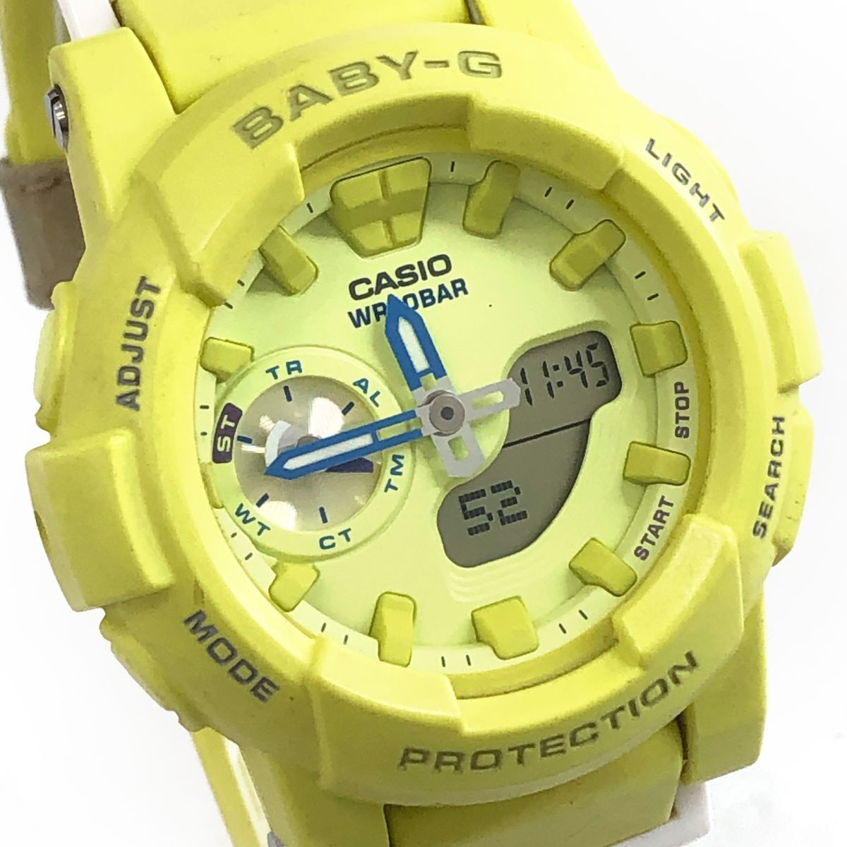 美品 CASIO カシオ Baby-G ベビーG ベイビージー for running フォー ランニング 腕時計 BGA-185-9AJF クオーツ アナデジ イエロー 動作OK拍卖