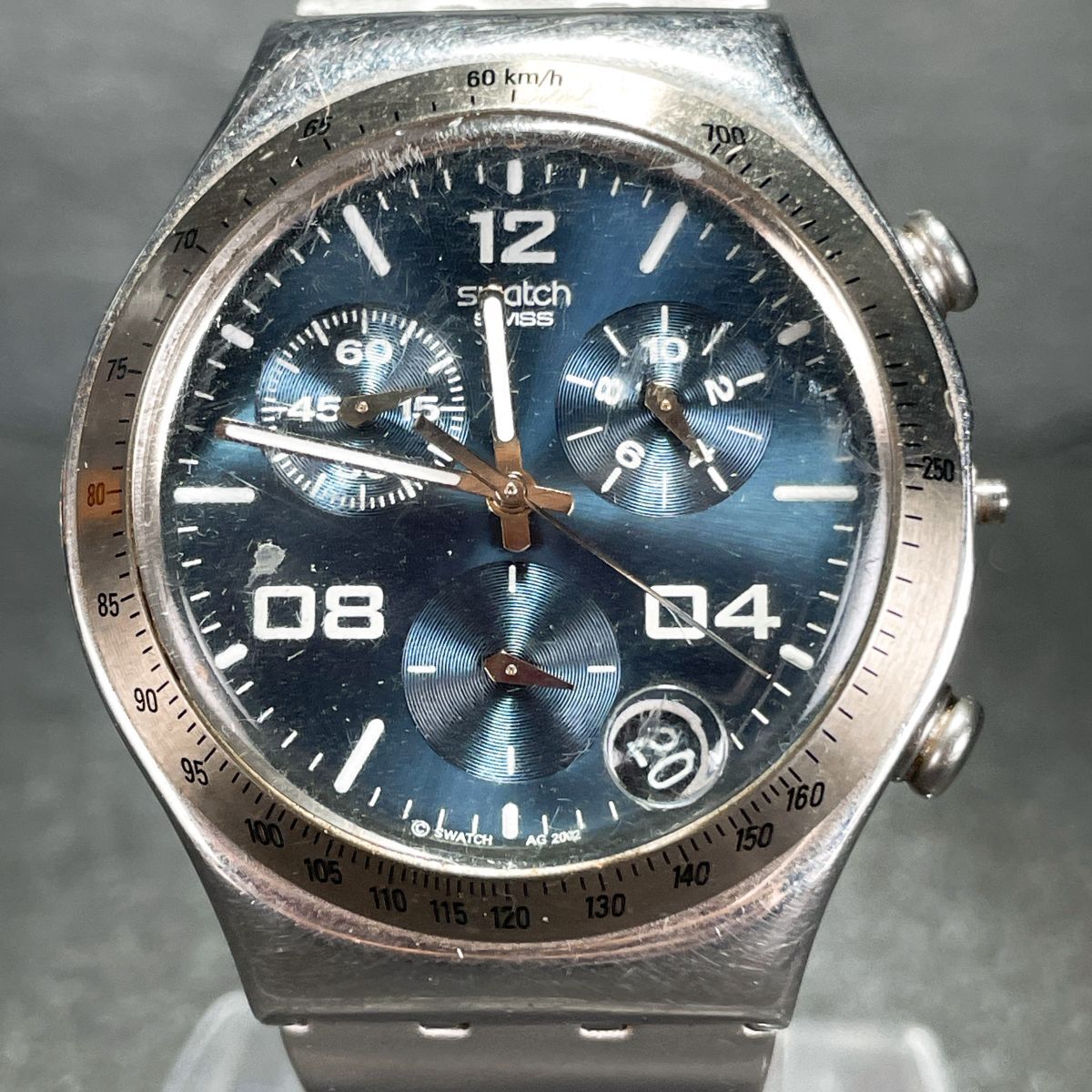 Swatch スウォッチ IRONY アイロニー CHRONO クロノ BLUSTERY YCS438G 腕時計 アナログ クオーツ メタルバンド シルバー ブルー文字盤拍卖