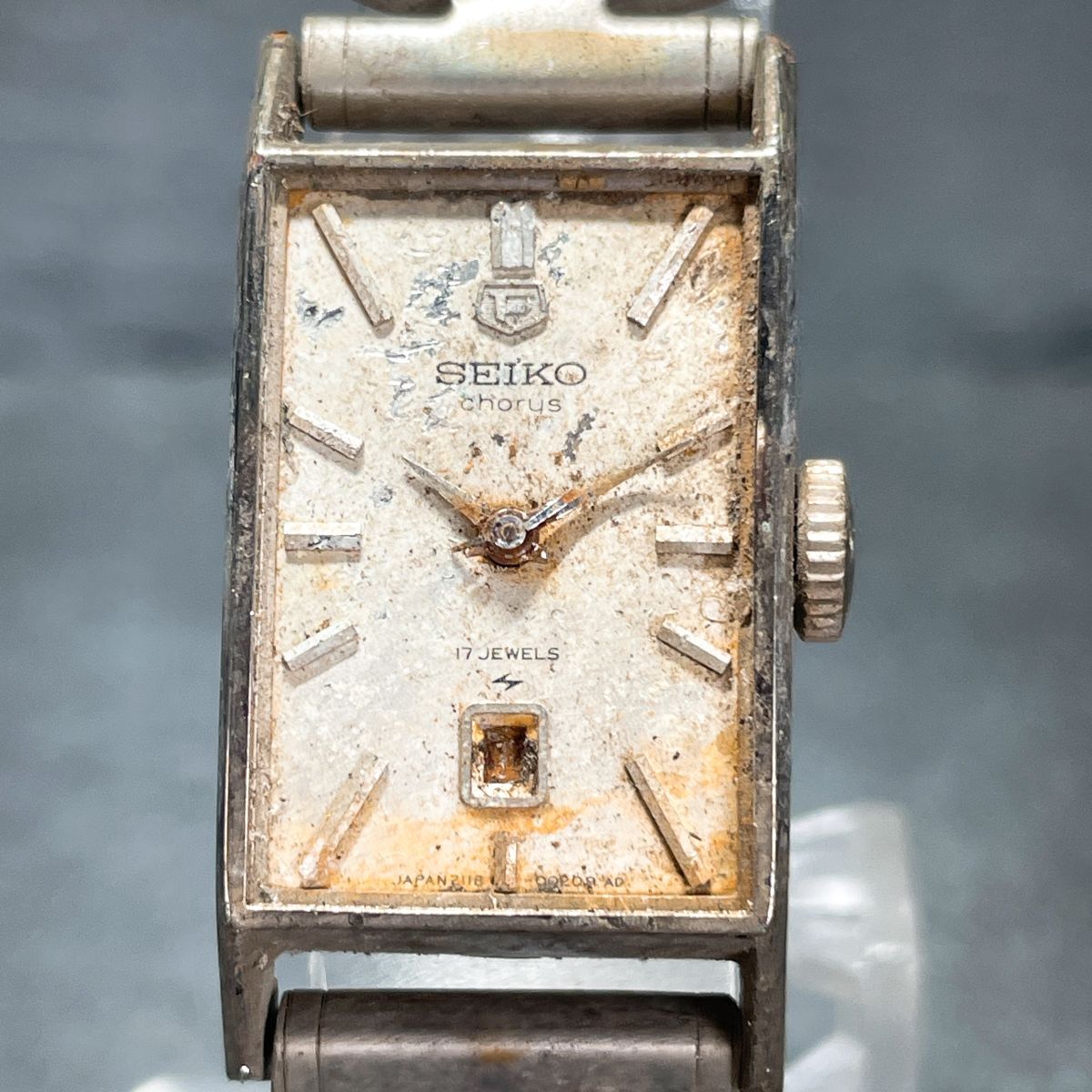 1970年代製 SEIKO セイコー 2118-3201 腕時計 アナログ 手巻き ヴィンテージ 亀戸製 メタルバンド シルバー スクエア レディース拍卖