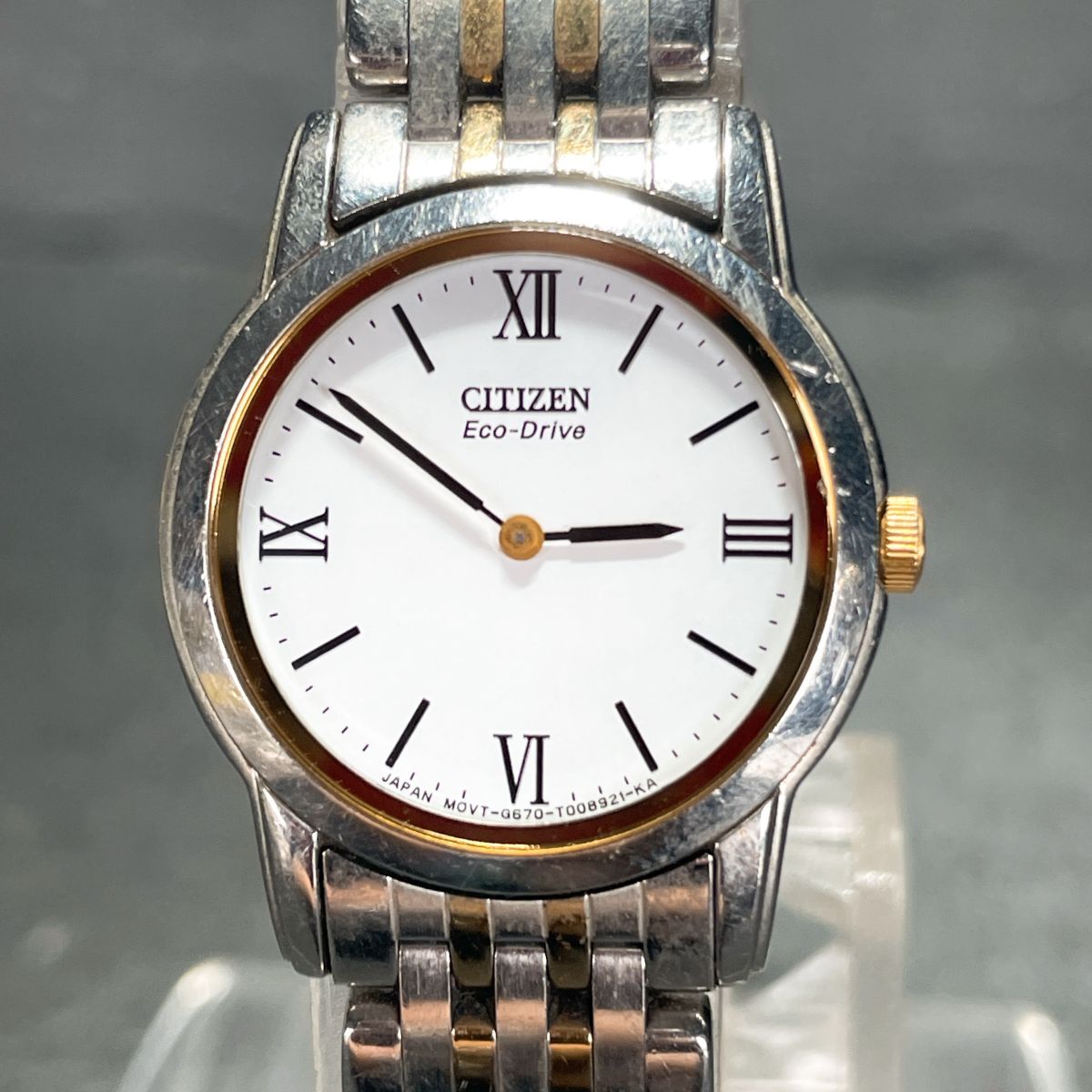 CITIZEN シチズン Eco-Drive エコドライブ G670-T005292 腕時計 アナログ ソーラー ホワイト文字盤 メタルバンド シルバー 動作確認済み拍卖