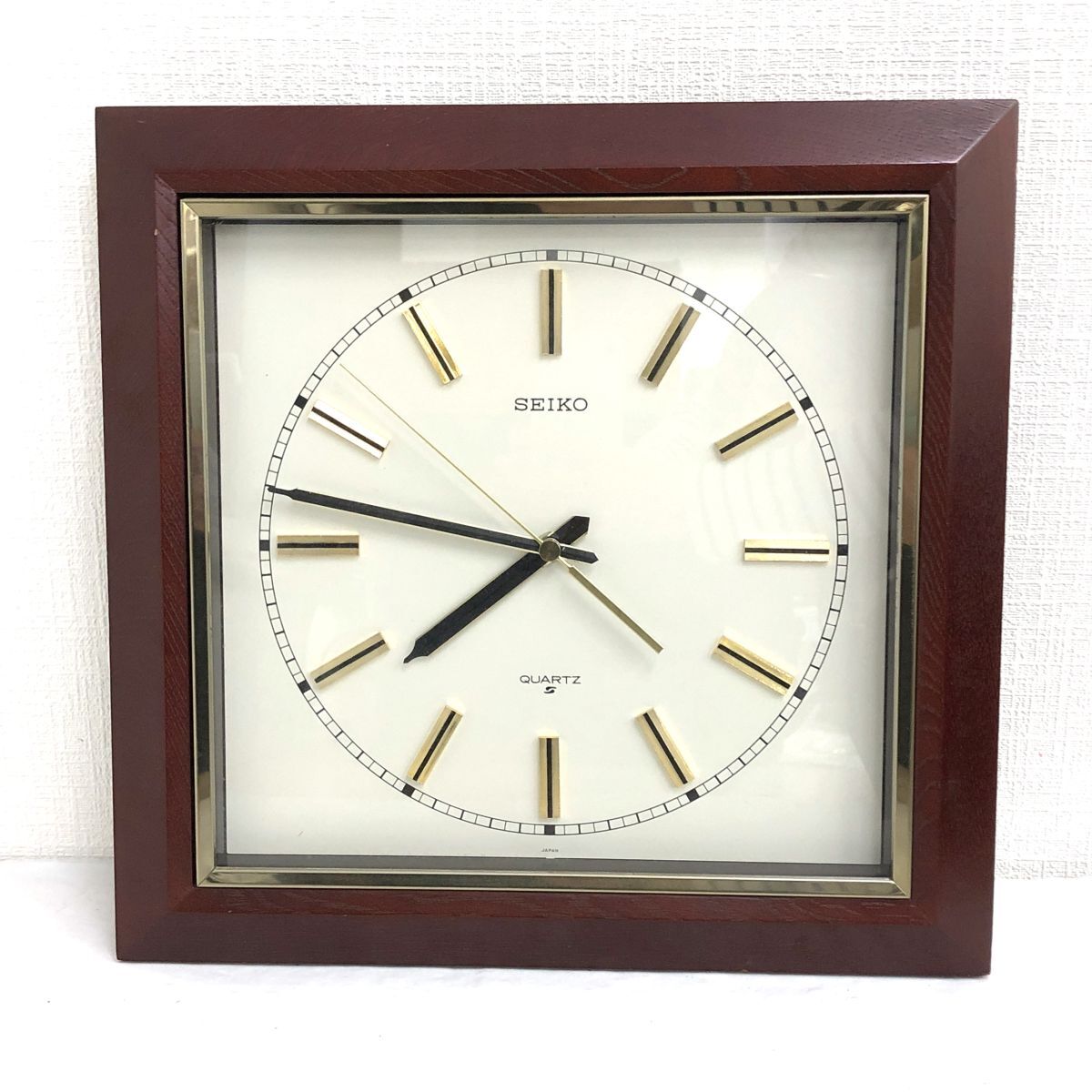 美品 SEIKO セイコー SEIKOSHA 掛け時計 壁掛け QE560B アナログ クオーツ インテリア スクエア ウォールクロック ヴィンテージ 動作OK拍卖